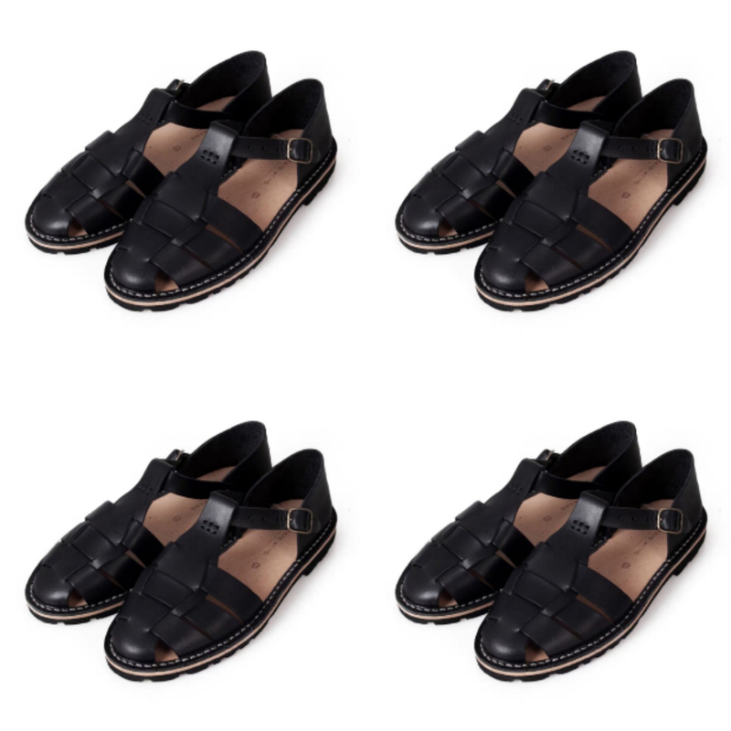 Authentic French Steve Mono Shoes, Hand-Woven Retro Versatile Cowhide Flat Toe Roman Sandals for Women