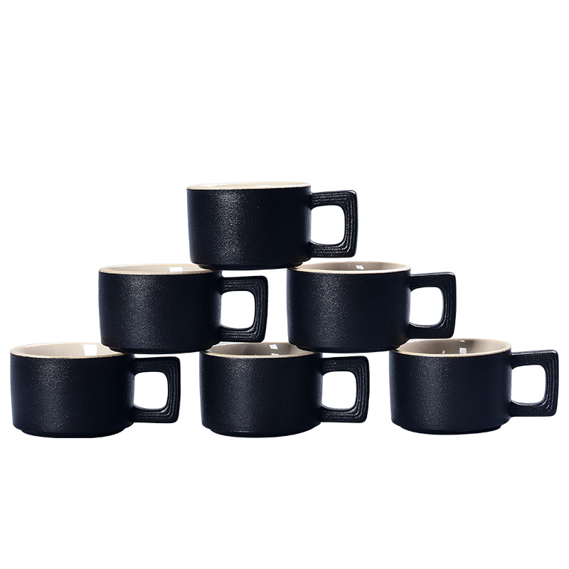 Black pottery sample tea cup with handles prevent hot ceramic kung fu tea cups household master individual CPU use single CPU