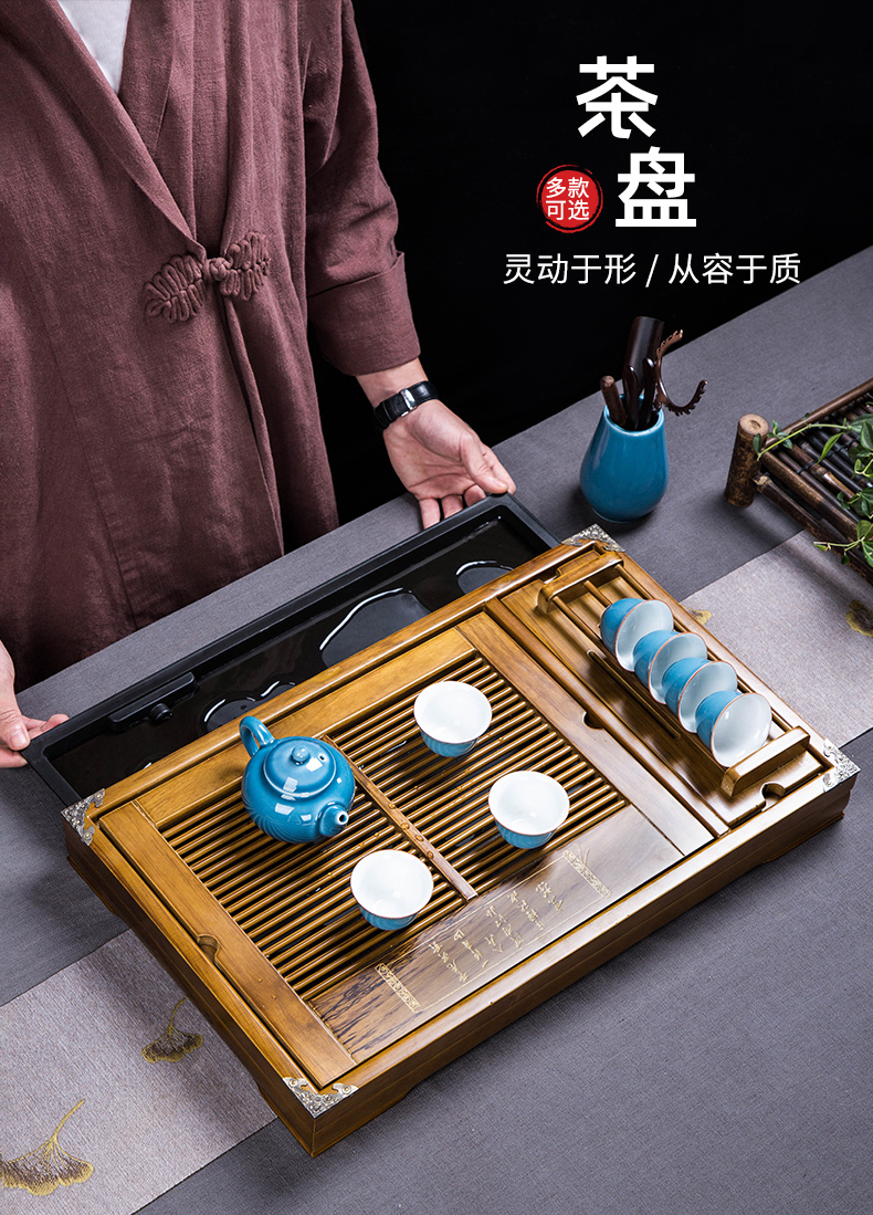 Solid wood home ground tea sea kung fu tea color small tea table is contracted tray drainage imitation sharply stone