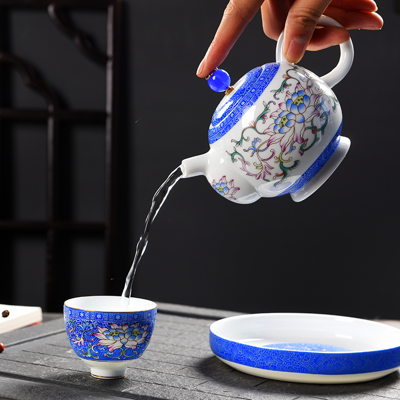 Full manual flower pot with ceramic pot bearing enamel enamel kung fu tea tea machine belt filter single pot of black tea