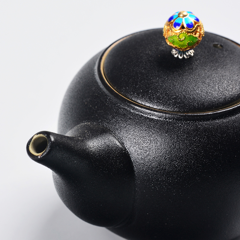 Black pottery ceramic teapot kung fu tea teapot coarse filter side to prevent hot Black zen TaoPuEr single pot of tea