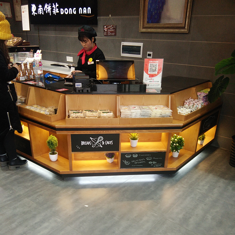 Bakery cash - shop - checkout counter Solid wood corner Bar Bakery Bakery Fruit Store Fruit Store Fruit - Bar Front Desk