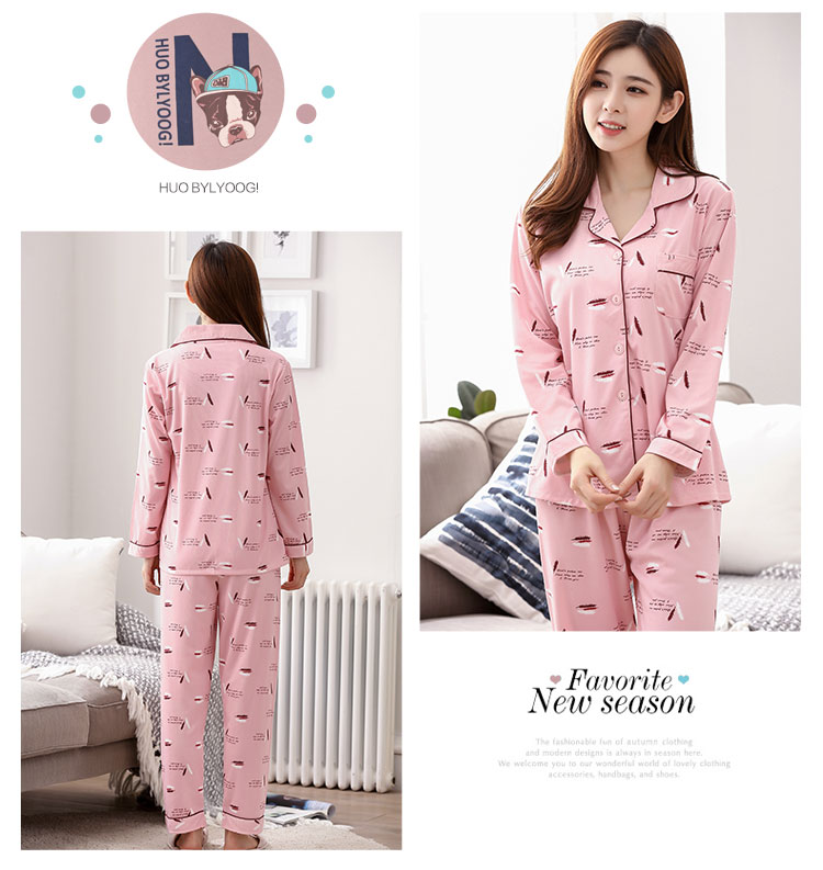 Mùa xuân, mùa thu và mùa đông, bộ đồ ngủ mùa hè, phụ nữ dài tay bông, mỏng cardigan quần, mặc một bông tháng, nhà dịch vụ phù hợp với những kiểu đồ bộ đẹp
