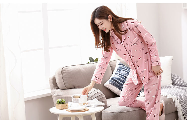 Mùa xuân, mùa thu và mùa đông, bộ đồ ngủ mùa hè, phụ nữ dài tay bông, mỏng cardigan quần, mặc một bông tháng, nhà dịch vụ phù hợp với những kiểu đồ bộ đẹp