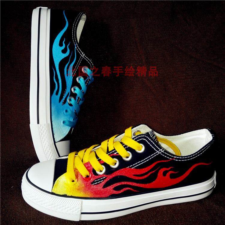 Flame Shoes Men's Original Juku Sails Canvas Shoes Summer Low Helps 45 Large Yard Shoes 46 Casual 48 Students Han Edition Handpainted Shoe-Taobao