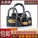 Yonggu brand iron padlock small lock dormitory cabinet meter box lock open copper core one key to open multiple locks