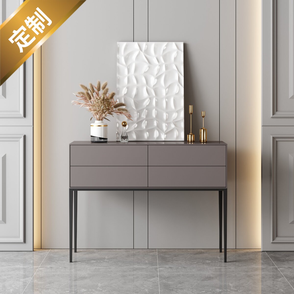 Italian-style modern dining cabinet minimalist four-drawer cabinet high-footed Nordic living room simple style custom home table porch cabinet