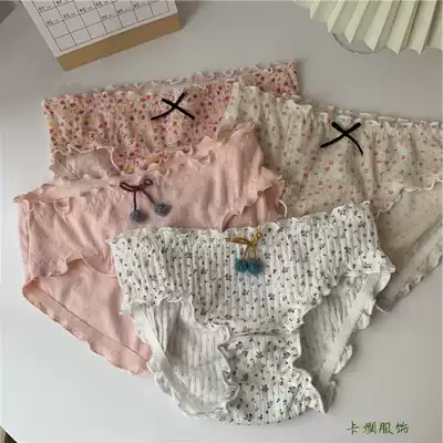 Japanese cute sweet girl cotton underwear summer student female cotton antibacterial breathable lace waist breifs