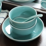 Керамические блюда Longquan Celadon Plate сочетают в себе домашнюю круглую тарелку китайский твердый твердый овощной блюдо, белая рисовая миска