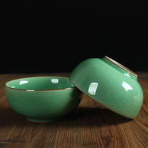  Ceramic bowl Household Japanese rice bowl Creative Longquan Celadon Ge Kiln 4 5 inch ice crack tableware small porridge bowl