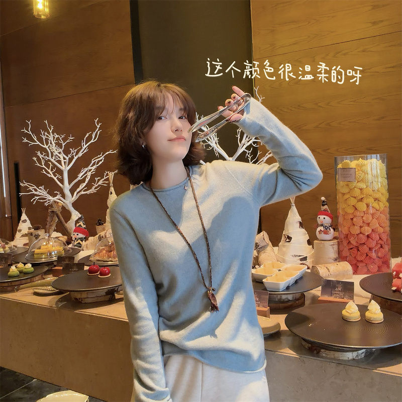 【In Stock】Baby Cashmere Italian L Brand Rolled Edge Basic 100% Cashmere Knit Versatile Sweater 【In Stock】Baby Cashmere Italian L Brand Rolled Edge Basic 100% Cashmere Knit Versatile Sweater