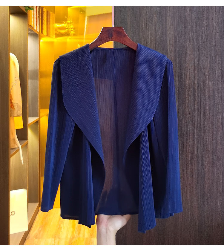 Áo cardigan nữ ngắn xếp ly 2022 dáng suông tay lỡ, phối khuy trước, tôn dáng — Tím hoa cà, Màu xanh da trời, Màu xanh lam, Màu xanh nước hồ chi tiết 10