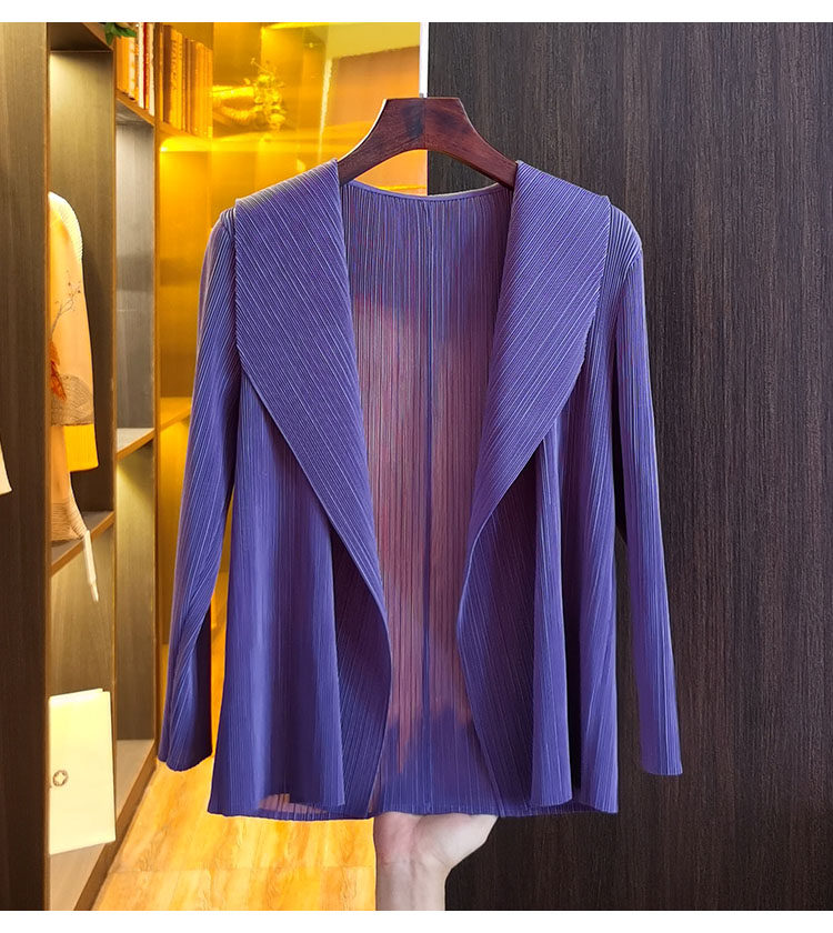 Áo cardigan nữ ngắn xếp ly 2022 dáng suông tay lỡ, phối khuy trước, tôn dáng — Tím hoa cà, Màu xanh da trời, Màu xanh lam, Màu xanh nước hồ chi tiết 14