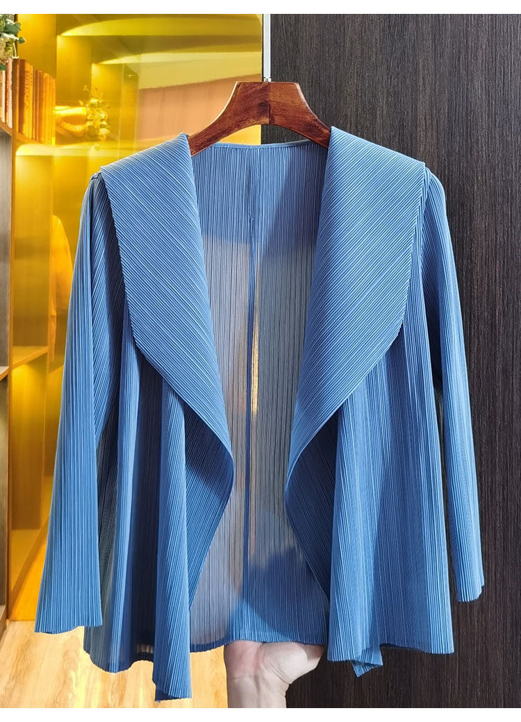 Áo cardigan nữ ngắn xếp ly 2022 dáng suông tay lỡ, phối khuy trước, tôn dáng — Tím hoa cà, Màu xanh da trời, Màu xanh lam, Màu xanh nước hồ chi tiết 15