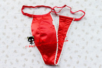 DM822 red lace simulation silk mens sanitary belt t pants cotton pants