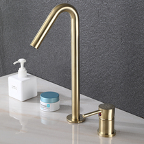 Double-hole surface basin tap split two holes hot and cold washbasin tap bath cabinet wire drawing gold Two sets of tap