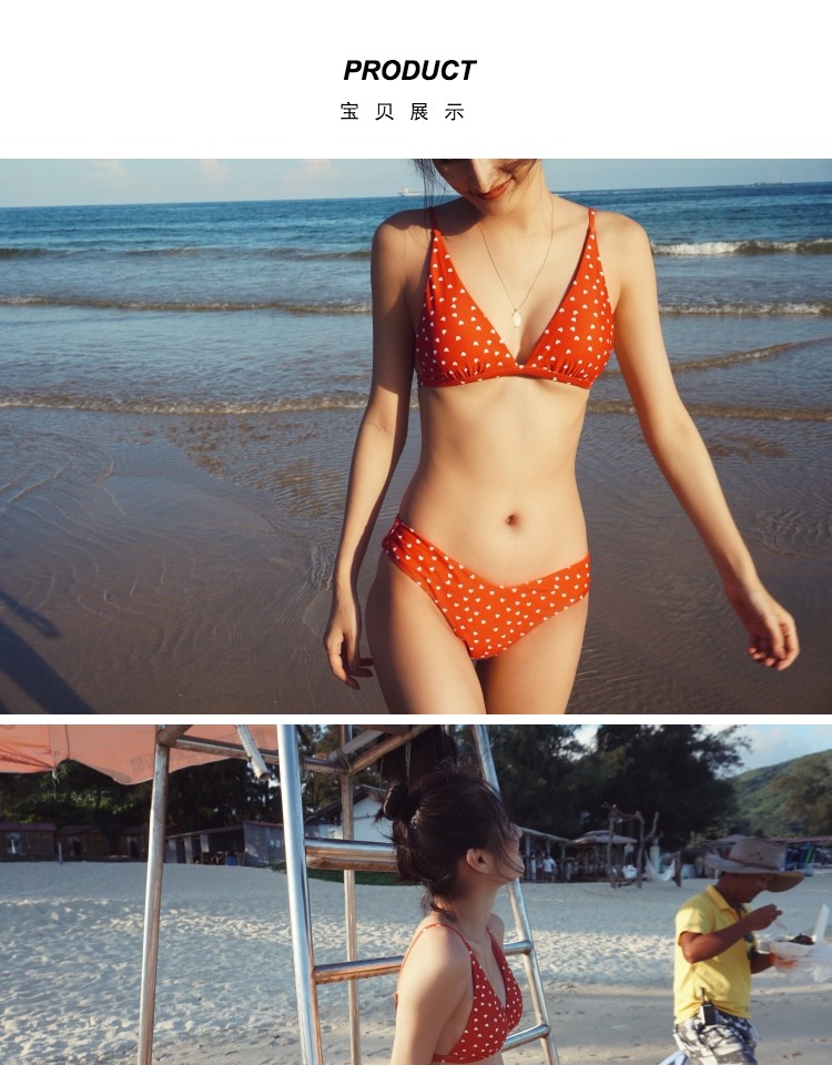 Red Bikini Triangle Basic Sweet ngọt ngào và đáng yêu Bộ đồ bơi nữ Run Spa Áo tắm kỳ nghỉ Đồ bơi nữ - Bikinis shop do boi