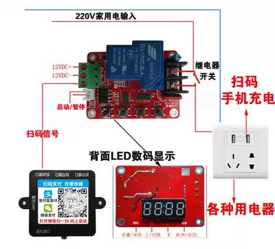 Scan code controller time timer mobile payment module charger single relay switch coin