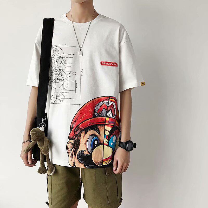 Guo Ti in Boy boyfriend wind short sleeve T shirt male tide mechanical Mario Super Mary 2020 new half sleeve