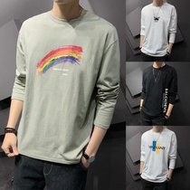 Mens long sleeves T-shirt 2022 new early autumn Korean version trendy mens fashion Fashion Casual Hitting Bottom Jersey Chaumen