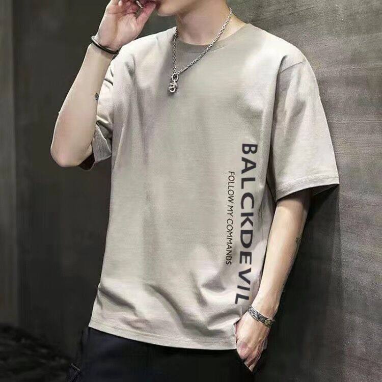 Men's short-sleeved t-shirt 2022 new summer trend Korean version of slim bottoming shirt clothes t-shirt plus size teenagers
