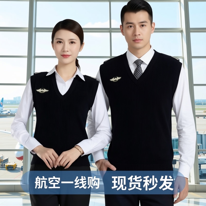 In-Stock Men's and Women's Autumn and Winter Wool Vests, Airport Security Guard Vests, Workwear Vests, Wool Vests Available for Group Purchase