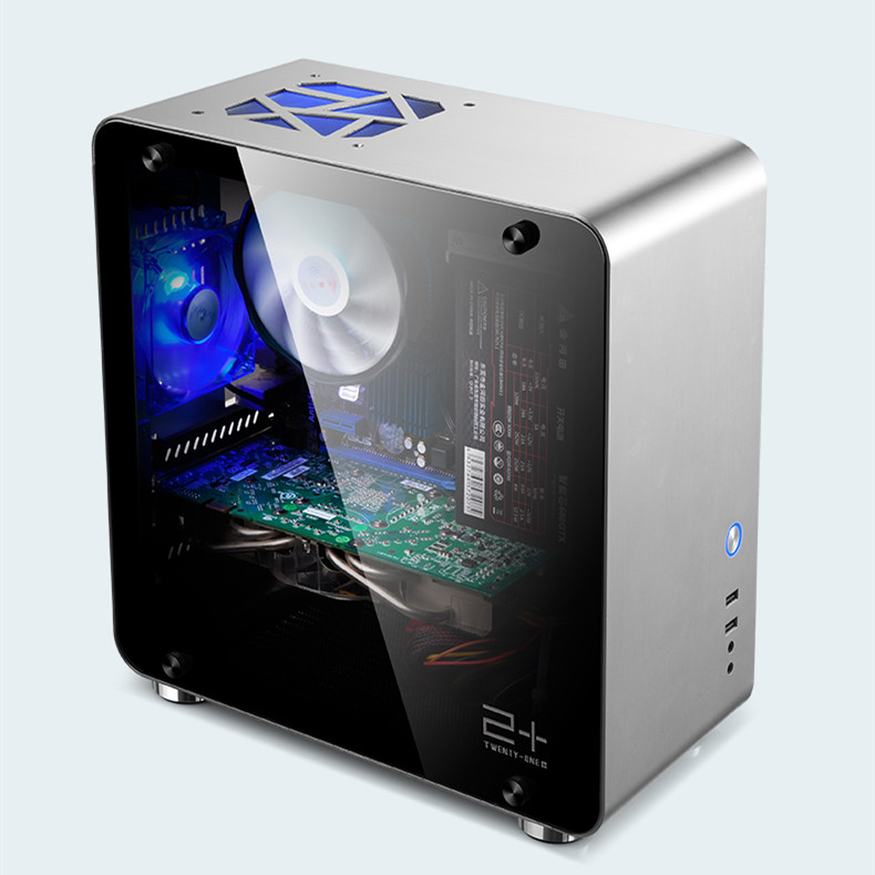 Jinhetian Alcoa Mate3 mini computer desktop dust-proof water-cooled DIY full-side transparent host chassis backline all-aluminum