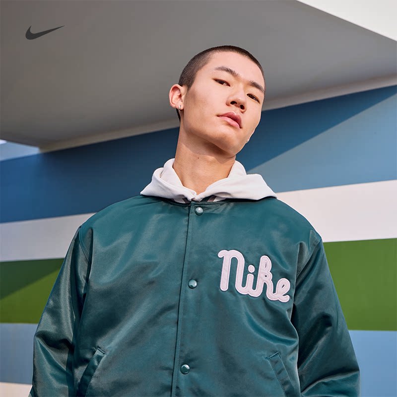 Nike Nike Official Man Loose Satin Jacket Winter New Cotton Suit Baseball Suit Jacket Warm FQ7970-Taobao