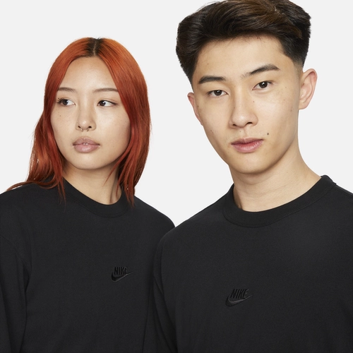 Nike, хлопковый мягкий лонгслив для отдыха с круглым воротником, свободный крой, с вышивкой