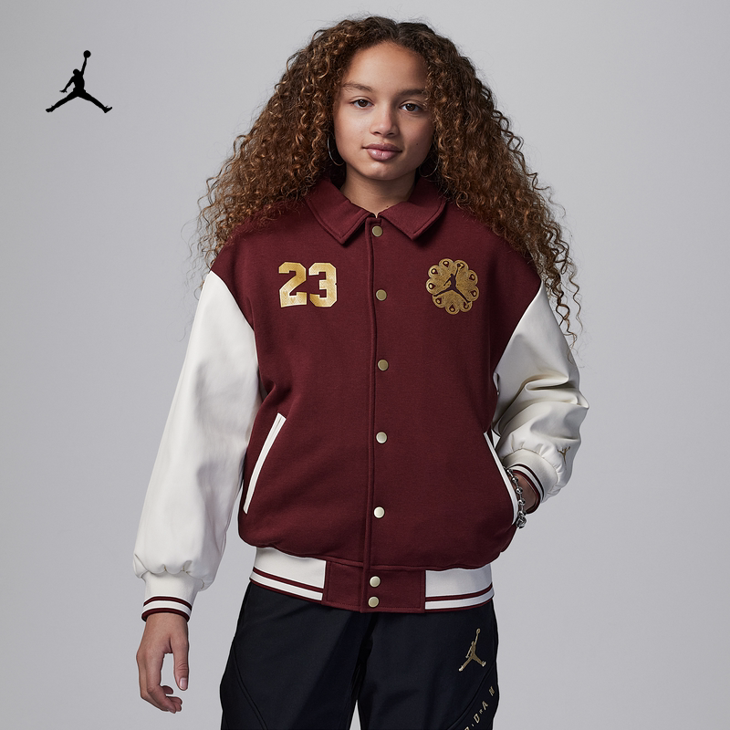 Jordan official Nike Jordan Girls big boy sports jacket spring new New Year's red jacket HM3548-Taobao