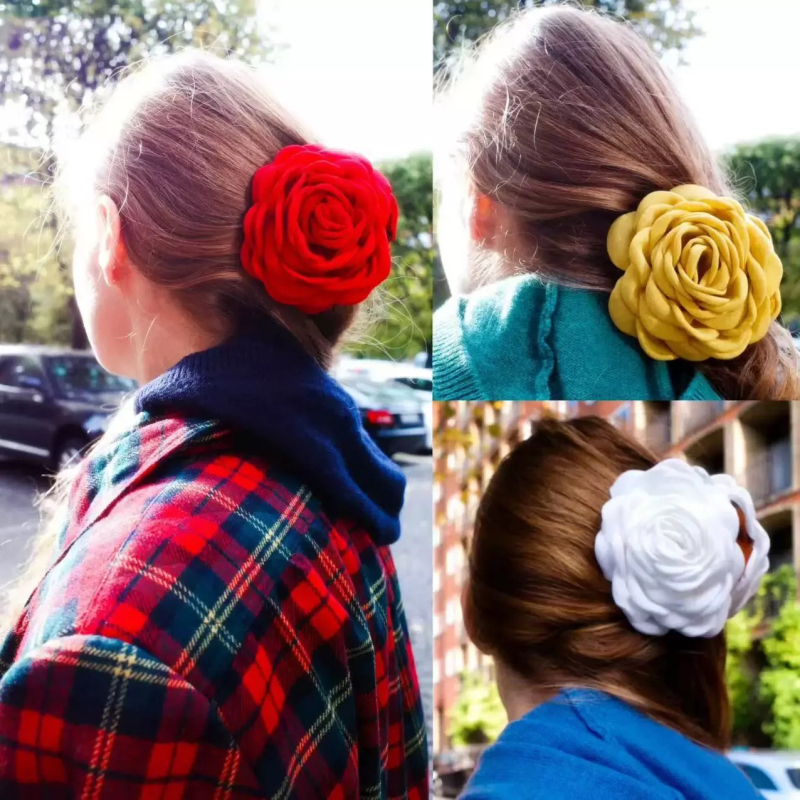 Caro Pure Original Handmade Three-Dimensional Rose Flower Shaped Hair Accessory Claw Clip Versatile Hairpin Caro Pure Original Handmade Three-Dimensional Rose Flower Shaped Hair Accessory Claw Clip Versatile Hairpin