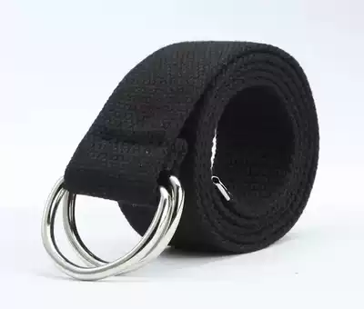 Simple woven Youth student canvas belt casual jeans with men and women double ring buckle belt Korean version Joker