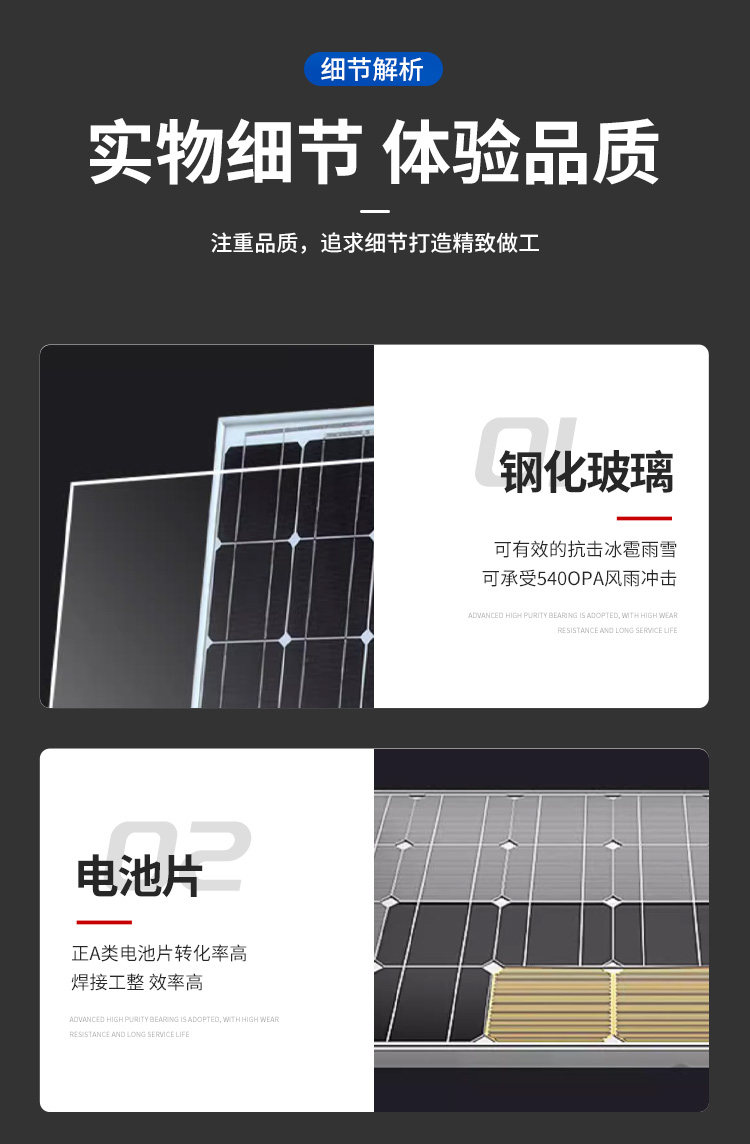 Солнечный модуль 太阳能光伏发电板6v18v36v45v工程并网离网路灯家用监控户外照明 OTHER