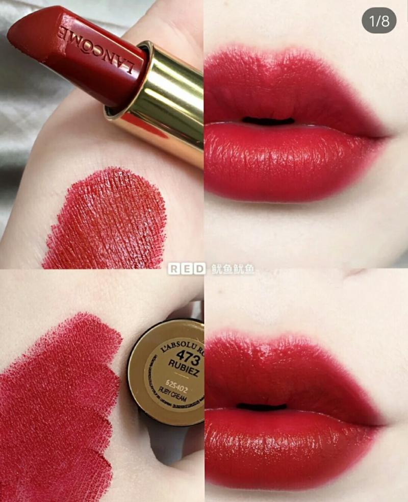 Lancome mới giới hạn màu đỏ ống miệng ruby ​​cắt màu cà rốt 01 02 306 473Lancome son môi - Son môi merzy bảng màu