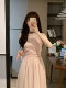 ms Tianmomo May Day outing temperament seaside beach slim fairy long dress pink tube top suspender dress