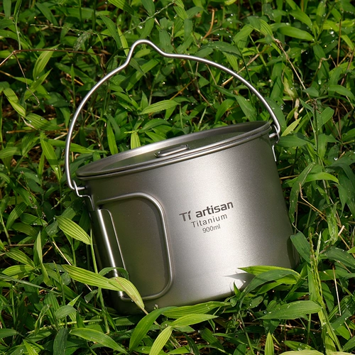 Титановый мастерство в кемпинге Prot Pure Titanium Syster Soup Soup Port Портативный легкий горшок 0,9 л. Пикник TA8316