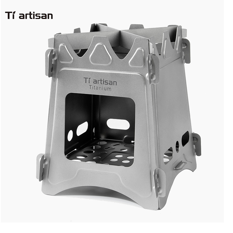 Outdoor pure titanium wood stove portable stove camping barbecue windproof heating ultra light wood stove WS009TS