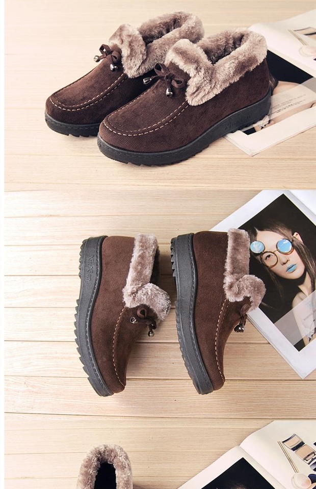 Mùa đông không thấm nước cũ giày cotton Bắc Kinh nữ giày tuyết cộng với nhung ấm áp mềm mại giản dị đáy phẳng với giày ngắn chống trượt giày boot nữ xịn