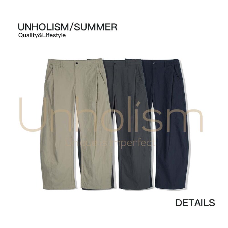 Unholism Summer Lightweight Custom-Woven Quick-Drying Sun-Protective Tear-Resistant Patchwork Loose Wide-Leg Scimitar Pants