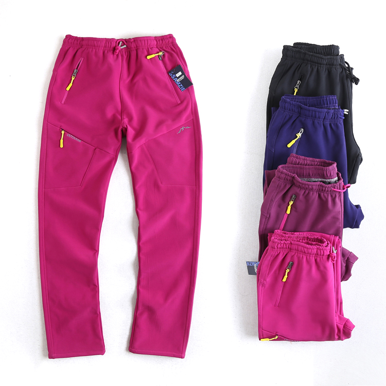 Foreign Trade Original Single Winter New Outdoor Sports Rocking Grain Suede Trousers Thickened Warm Women Pants Mountaineering Soft Shell Pants