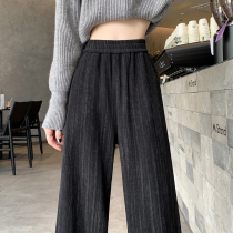 Corduroy wide-leg pants for women in autumn and winter American high-waisted casual small ones plus velvet slimming tie-dye chenille floor-sweeping pants