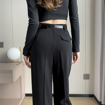 Black nine-point suit pants for women 2024 autumn new high-waisted straight slim casual narrow version harem cigarette pants