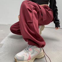 American overalls for women in autumn loose wide-leg straight high-waist casual pants for small people hip-hop jazz sports pants