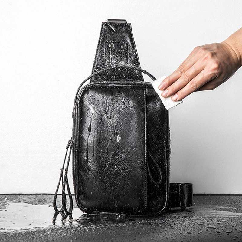 Men's Genuine Leather Crossbody Bag 2026 New Waterproof Chest Bag Cowhide Soft Leather Backpack Multifunctional Stylish Casual Small Bag