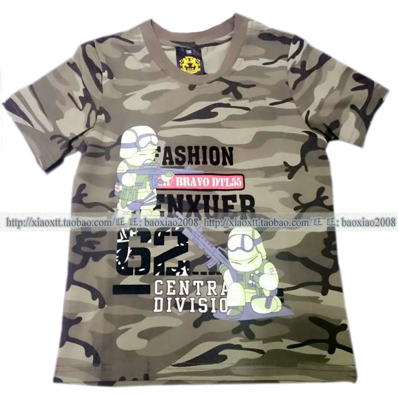 Dream Gorgeous Children Camouflair Short Sleeve T-shirt MXBT6501 Cartoon Soldier Full Cotton Round Collar Half Sleeve Summer MXE