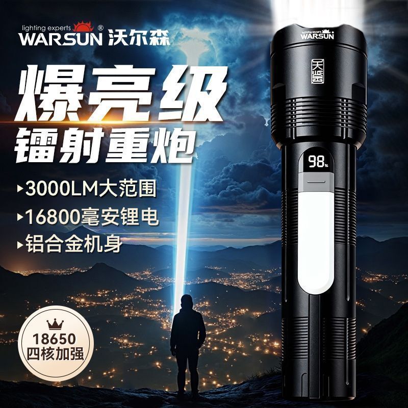 Wolsen Strong Light Flashlight Sp07S Outdoor Emergency Light, Zoomable, Bright, Waterproof, Long-Range, Rechargeable, Ultra-Long Battery Life Wolsen Strong Light Flashlight Sp07S Outdoor Emergency Light, Zoomable, Bright, Waterproof, Long-Range, Rechargeable, Ultra-Long Battery Life