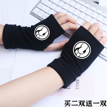 Autumn and winter warm half-finger gloves student writing Game warm half-finger riding cotton gloves sunscreen scar