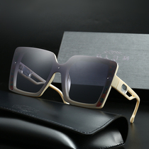 Square white frame womens polarized sunglasses net red street shot retro big face sunglasses driving anti-UV tide simple