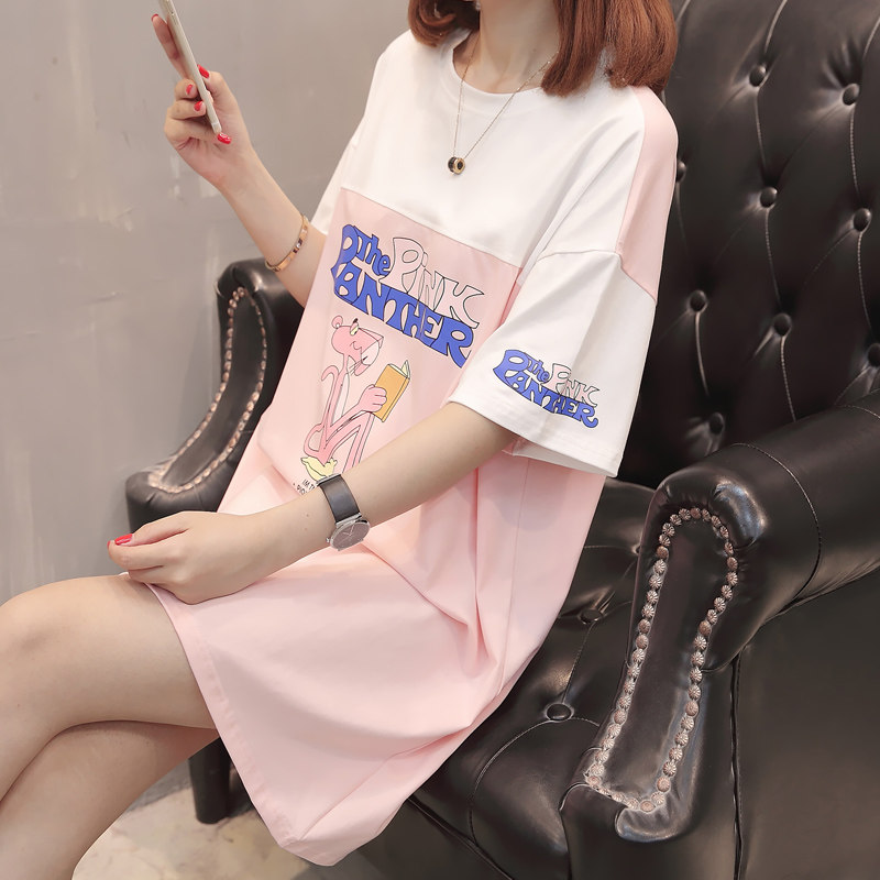 Maternity T-shirt summer short-sleeved fashion trendy mom 2022 new cotton mid-length top cover ass cartoon skirt