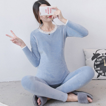 Pregnant women autumn clothes Autumn pants suit Monthly clothes postpartum breastfeeding feeding clothes plus velvet warm underwear Pregnancy pajamas women